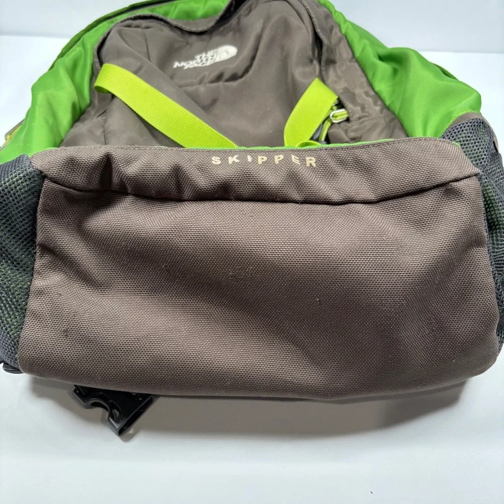 The North Face Skipper Backpack Green Brown Hiking Daypack School Outdoor Sport